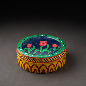  Kavad Handpainted Stainless Steel Yellow Masala Box