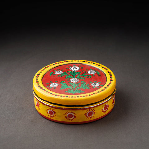  Yellow Kavad Handpainted Stainless Steel Masala Box