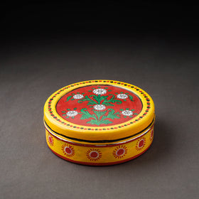  Yellow Kavad Handpainted Stainless Steel Masala Box