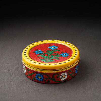  Kavad Handpainted Stainless Steel Red Masala Box 