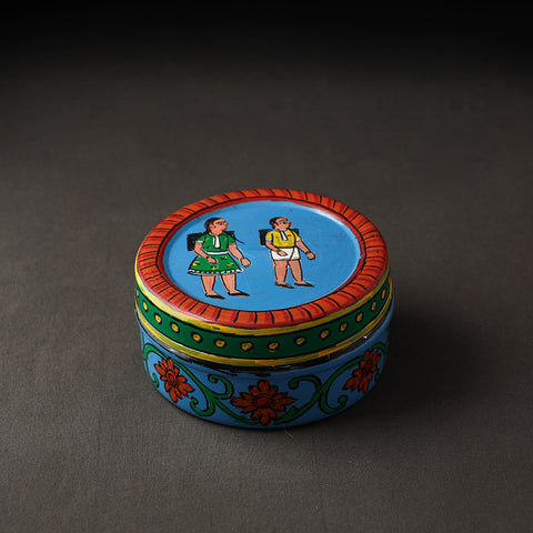 Blue Kavad Handpainted Stainless Steel Multi Utility Container