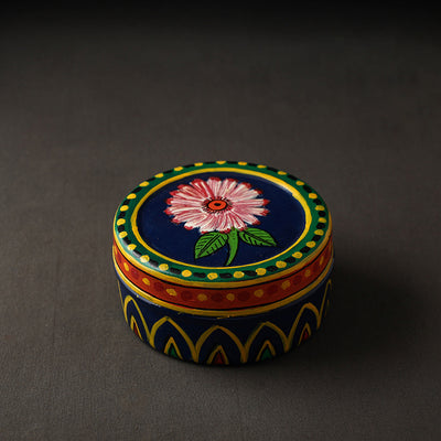 Blue Kavad Handpainted Stainless Steel Multi Utility Container