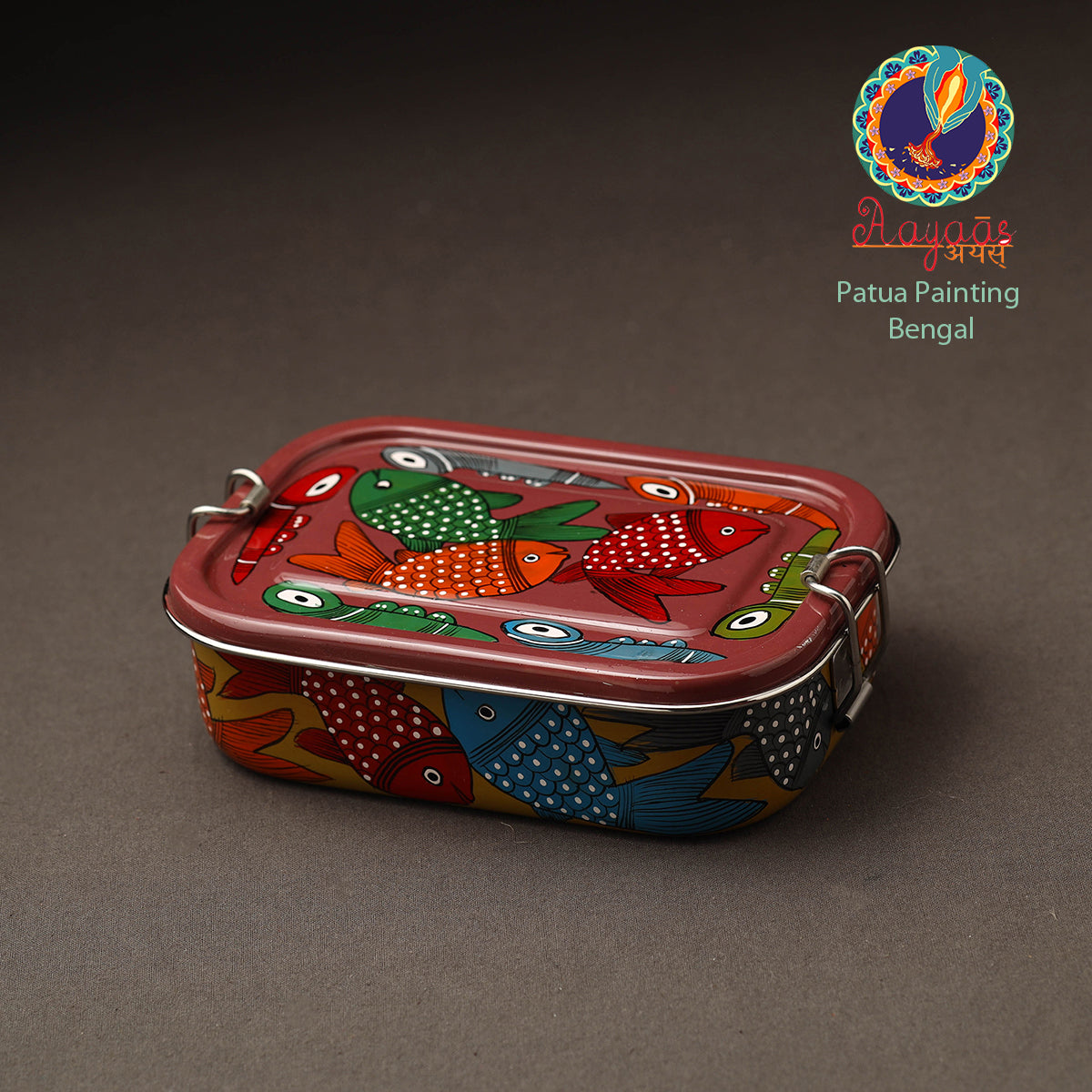 Bengal Patua Handpainted Stainless Steel Lunch Box (6 x 4 in)
