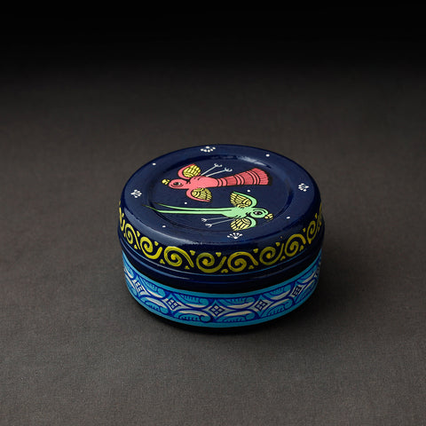 Odisha Pattachitra Blue Handpainted Stainless Steel Container 