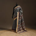 Black - natural dyed pedana chanderi silk kalamkari saree