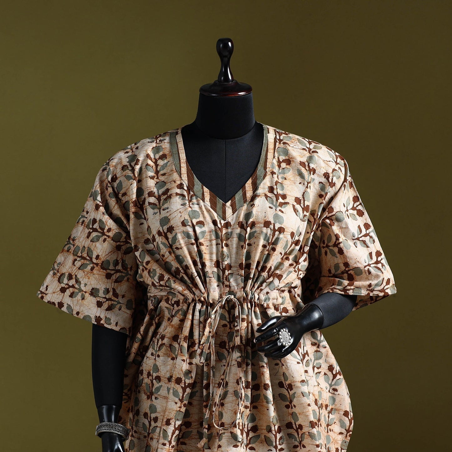 Hand batik cotton short kaftan 17 - handcrafted