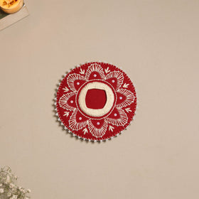 Aipan art hand embroidered diya holder 02 - handcrafted