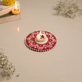 Aipan art hand embroidered diya holder 02 - handcrafted