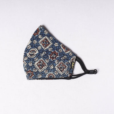  Ajrakh Block Printed Cotton 3 Layer Snug Fit Face Cover 
