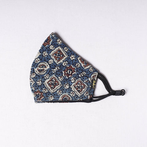  Ajrakh Block Printed Cotton 3 Layer Snug Fit Face Cover 