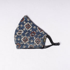  Ajrakh Block Printed Cotton 3 Layer Snug Fit Face Cover 