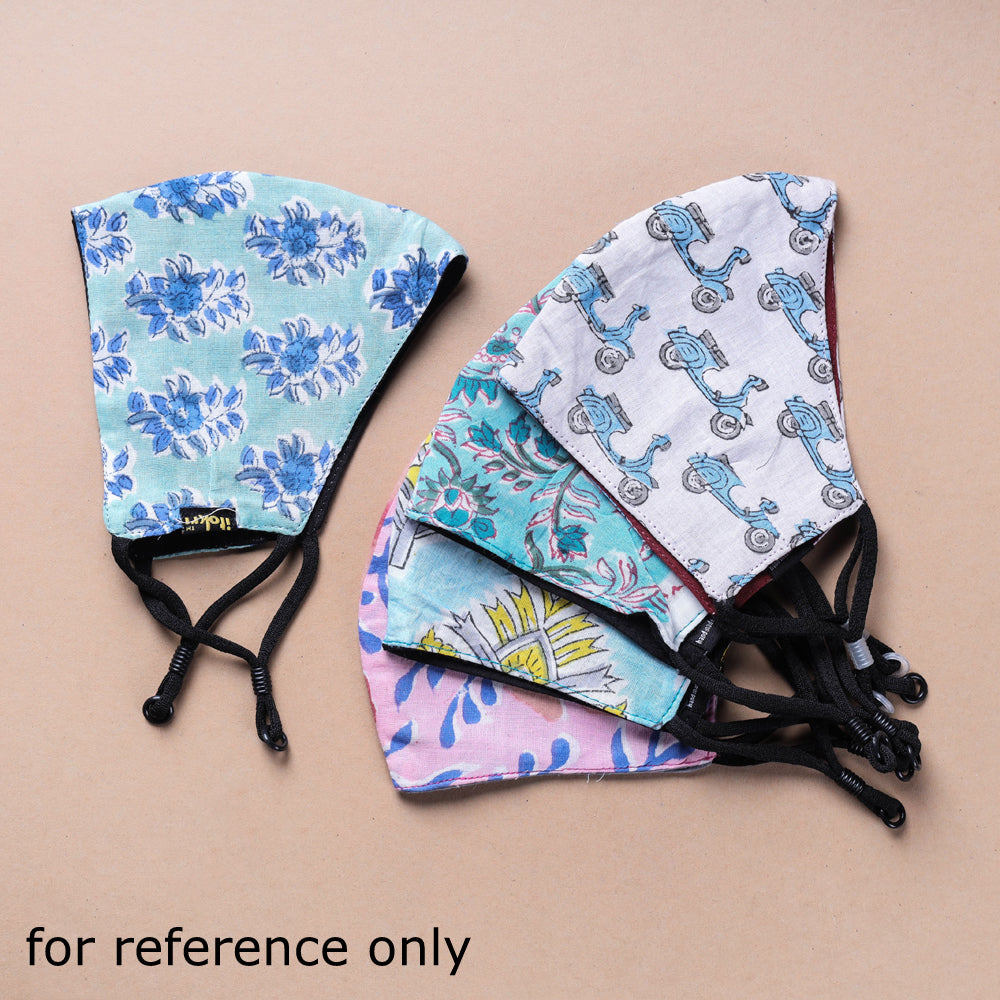  Ajrakh Block Printed Cotton 3 Layer Snug Fit Face Cover 