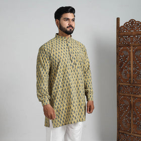  Ajrakh Block Printed Cotton Men Short Kurta 01 