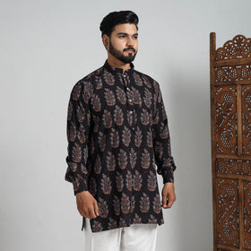  Ajrakh Block Printed Cotton Men Short Kurta 02 