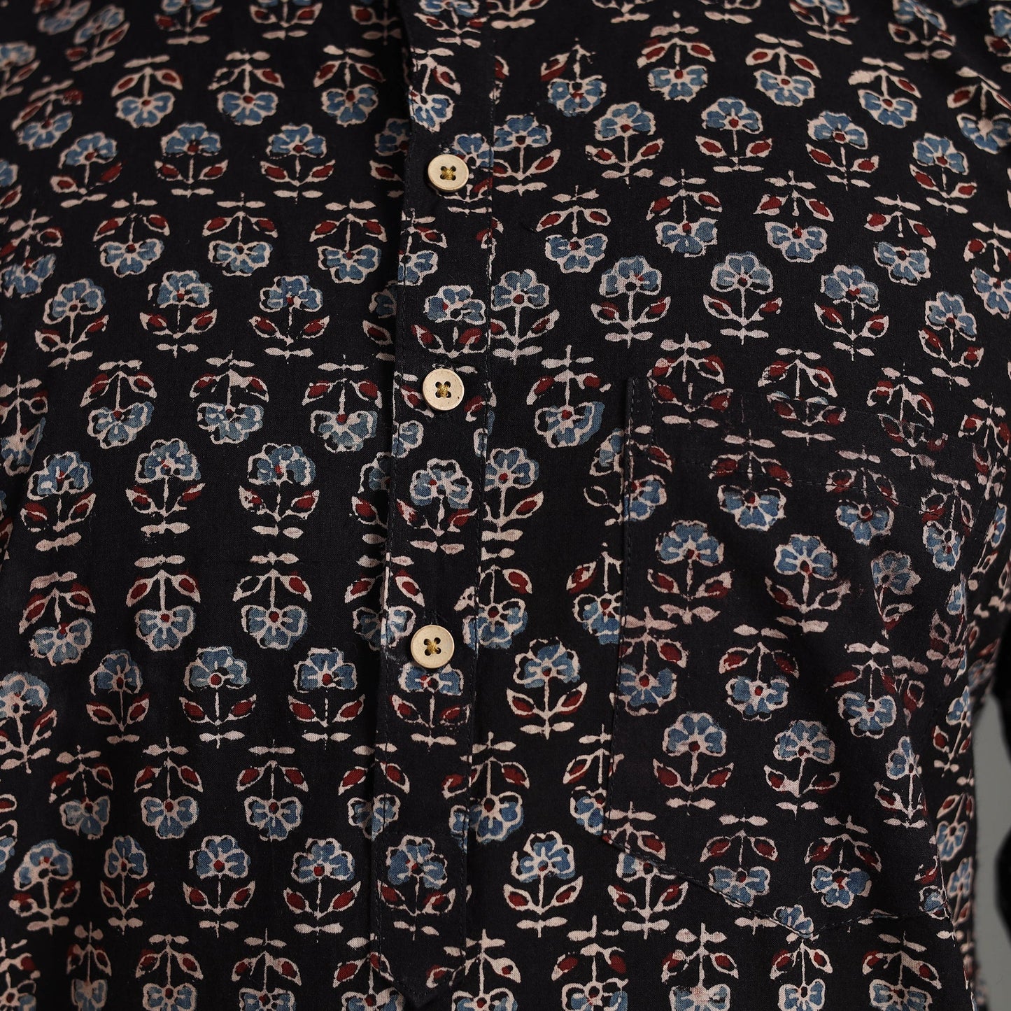 Buy Ajrakh Block Printed Cotton Men Short Kurta 08 Online at iTokri.com