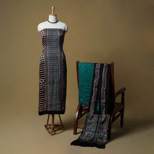 Ajrakh hand block print with bandhani modal silk natural