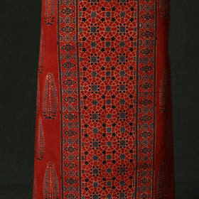 Ajrakh hand block print natural dyed cotton unstitched