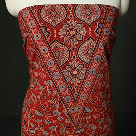 Ajrakh hand block print natural dyed cotton unstitched