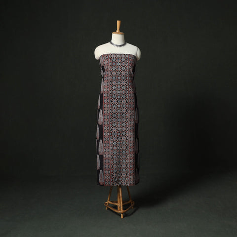 Ajrakh hand block print natural dyed cotton unstitched