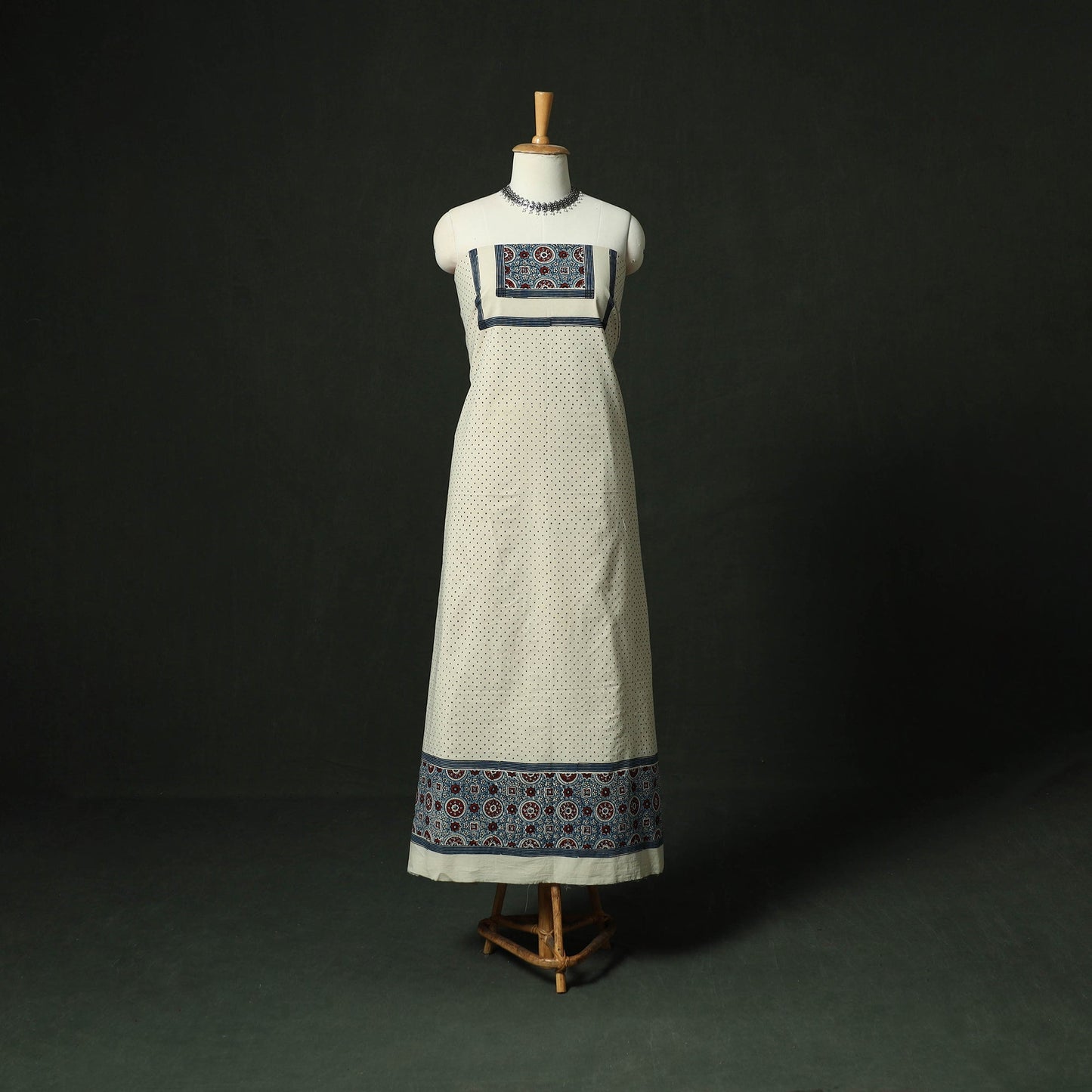 Ajrakh hand block print natural dyed cotton unstitched