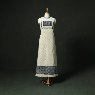 Ajrakh hand block print natural dyed cotton unstitched