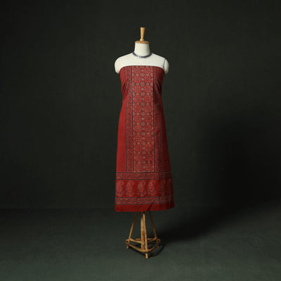 Ajrakh hand block print natural dyed cotton unstitched