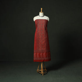 Ajrakh hand block print natural dyed cotton unstitched