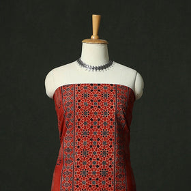 Ajrakh hand block print natural dyed cotton unstitched