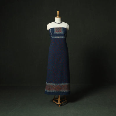 Ajrakh hand block print natural dyed cotton unstitched