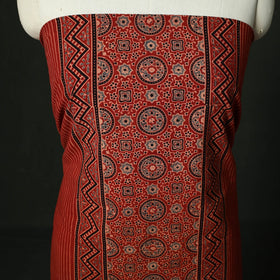 Ajrakh hand block print natural dyed cotton unstitched