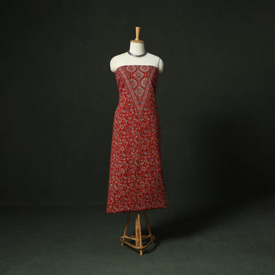 Ajrakh hand block print natural dyed cotton unstitched