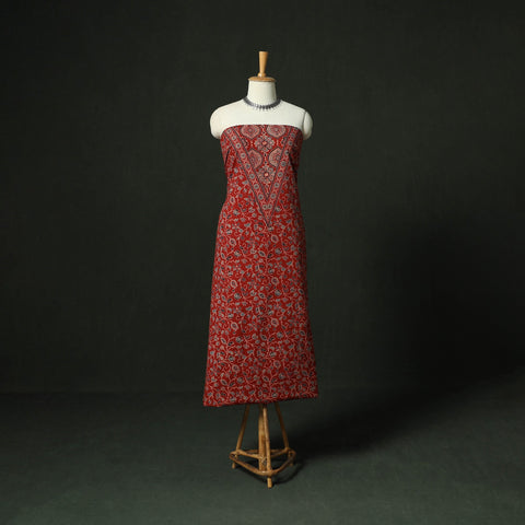 Ajrakh hand block print natural dyed cotton unstitched