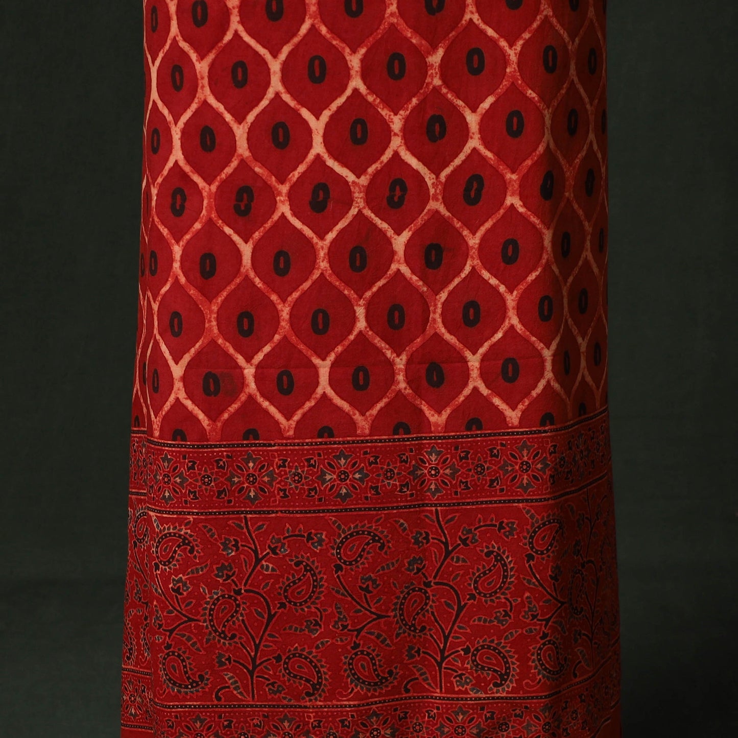 Ajrakh hand block print natural dyed cotton unstitched