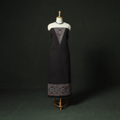 Ajrakh hand block print natural dyed cotton unstitched