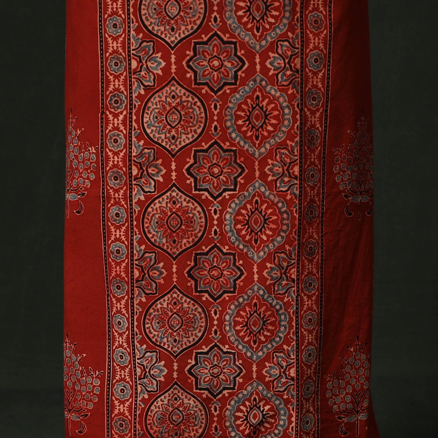 Ajrakh hand block print natural dyed cotton unstitched