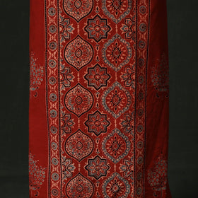 Ajrakh hand block print natural dyed cotton unstitched