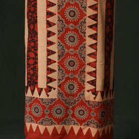 Ajrakh hand block print natural dyed cotton unstitched