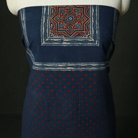 Ajrakh hand block print natural dyed cotton unstitched