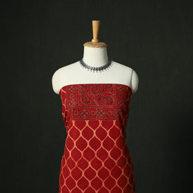 Ajrakh hand block print natural dyed cotton unstitched