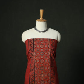 Ajrakh hand block print natural dyed cotton unstitched