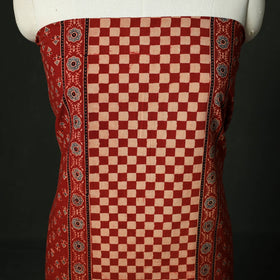 Ajrakh hand block print natural dyed cotton unstitched