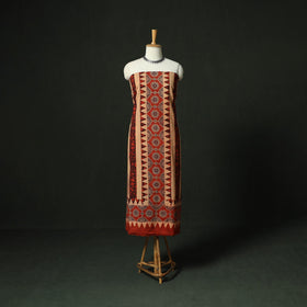 Ajrakh hand block print natural dyed cotton unstitched