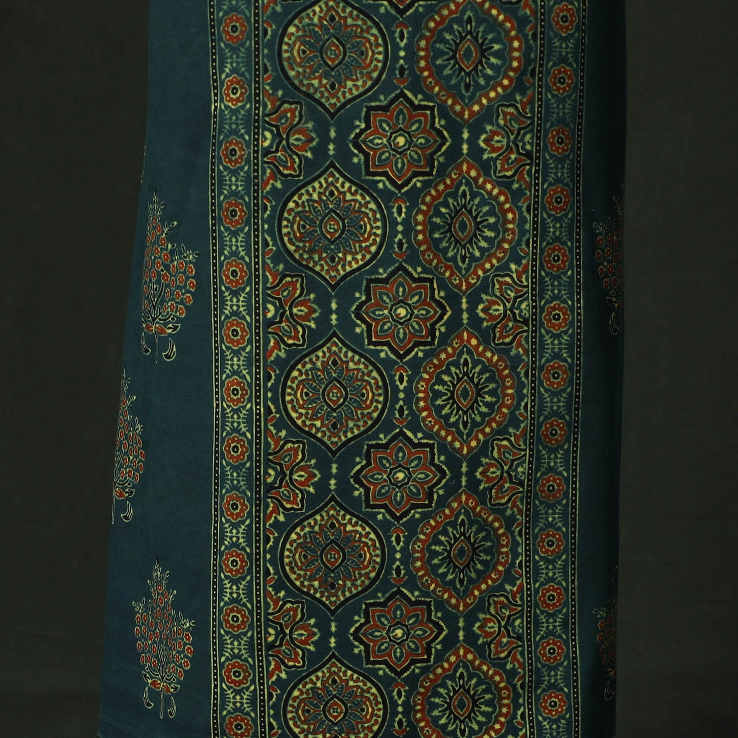 Ajrakh hand block print natural dyed cotton unstitched