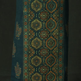 Ajrakh hand block print natural dyed cotton unstitched