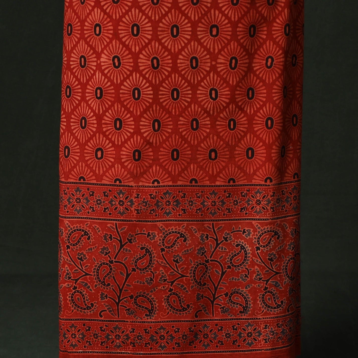 Ajrakh hand block print natural dyed cotton unstitched