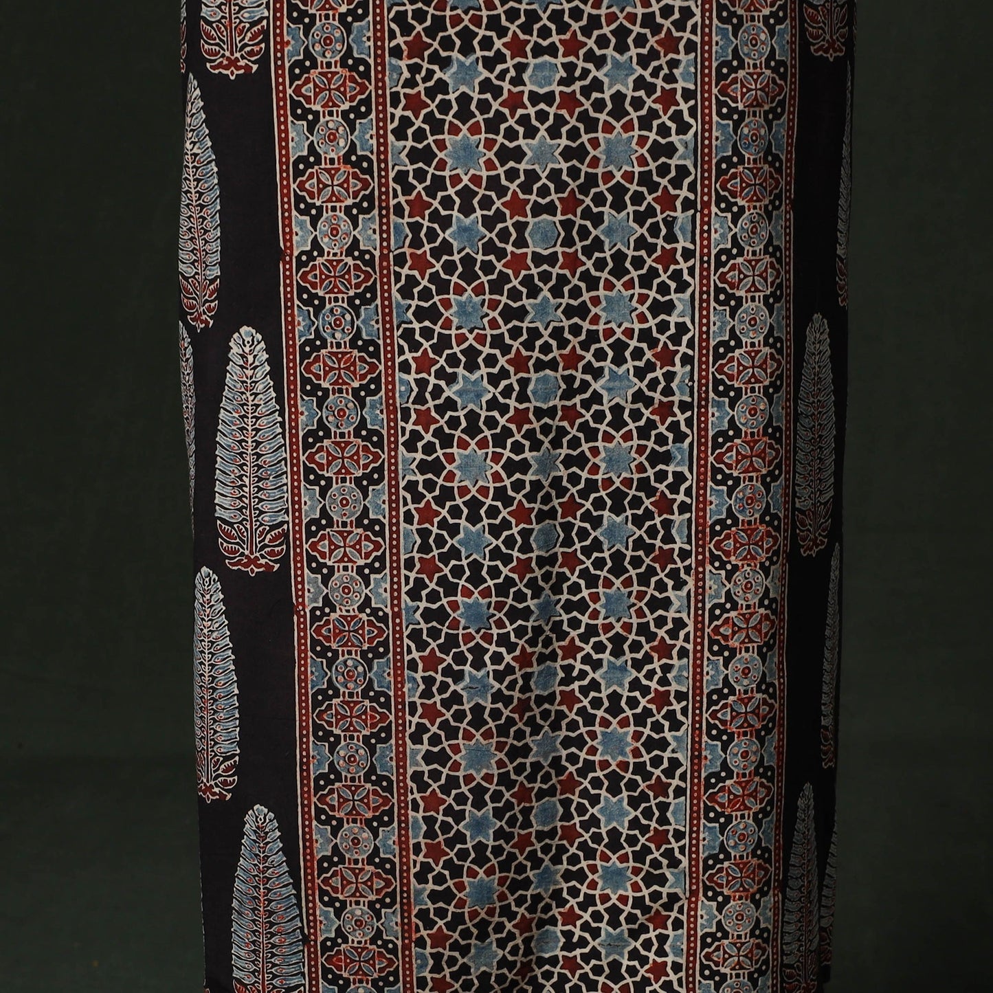 Ajrakh hand block print natural dyed cotton unstitched