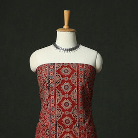 Ajrakh hand block print natural dyed cotton unstitched