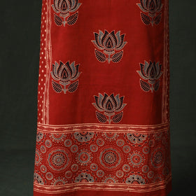 Ajrakh hand block print natural dyed cotton unstitched