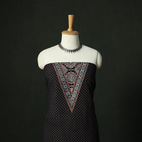 Ajrakh hand block print natural dyed cotton unstitched