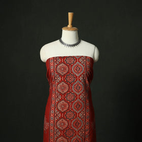 Ajrakh hand block print natural dyed cotton unstitched